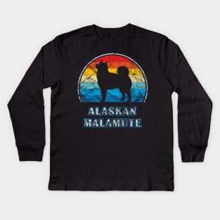 Alaskan Malamute Vintage Design Dog Kids Long Sleeve T-Shirt